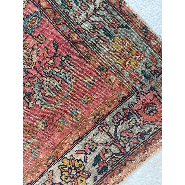 Persian Coral Reef & Glacier, Arctic & Ice Blue Antique Lilihan Sarouk Rug 4.3 x 6.6 For Sale - Image 3 of 12