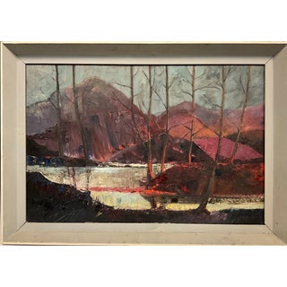 Mountains Ablaze With the Light of the Setting Sun by Hedley Williams Waycott, Framed For Sale