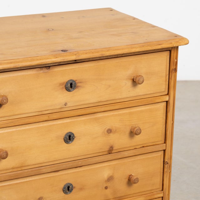 Early 20th Century Danish Pine Small Chest of Four Drawers Nightstand For Sale - Image 11 of 14