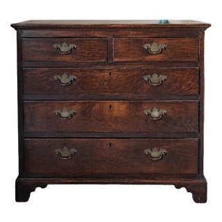 18th Century Georgian Oak 2-Over-3 Chest of Drawers For Sale