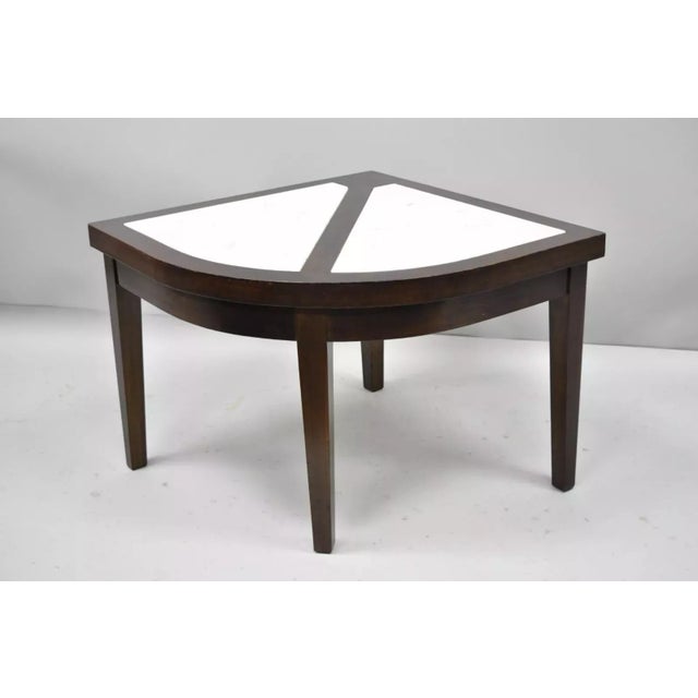 Vintage Mid Century Modern Mahogany & Marble Top Slice Corner Side Table For Sale - Image 9 of 10