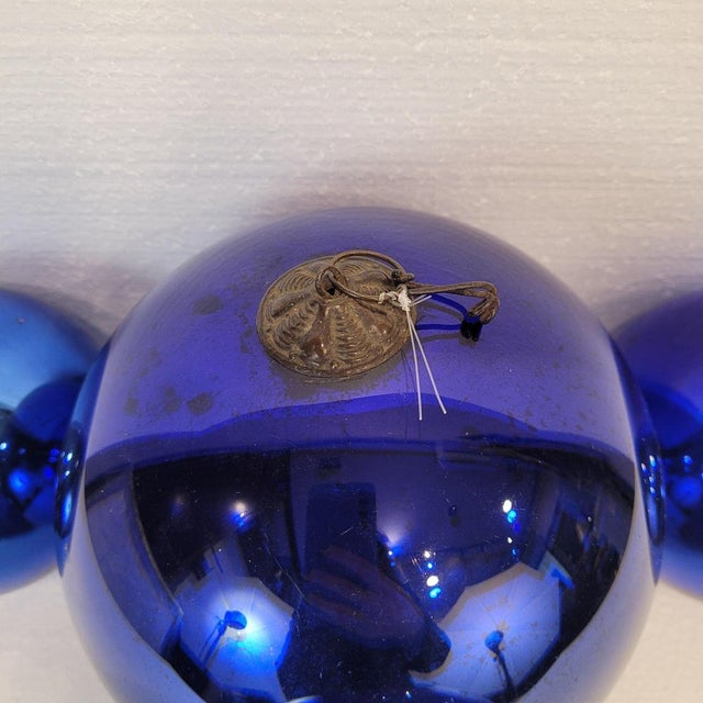 Late 19th Century Indigo Blue Spheres in Eglomisé Glass, France, 1930s, Set of 4 For Sale - Image 18 of 18