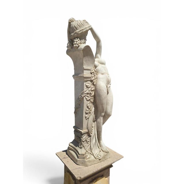 Stone Italian Artist, Greek Revival Sculpture of a Female Figure with the Bust of Dionysus, 1970, Marble For Sale - Image 7 of 10