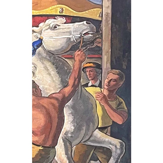 State Fair Scene With Horses and Merry-Go-Round by Edmund Brucker (American, 1912–1999) For Sale - Image 4 of 5