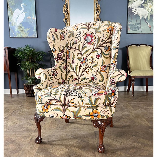 1990s 1990s Southwood Crewel Wingback Chair For Sale - Image 5 of 11