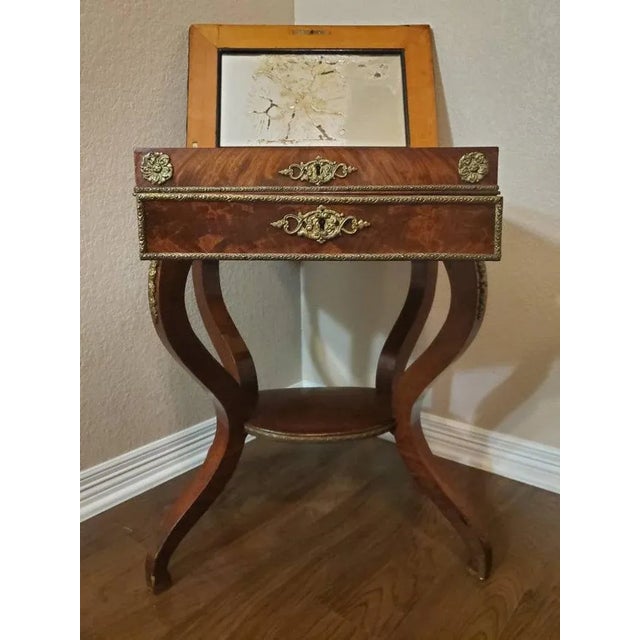 A scarce period Charles X (1818-1834) French mahogany travailleuse (thread stand sewing work table - jewelry dressing...