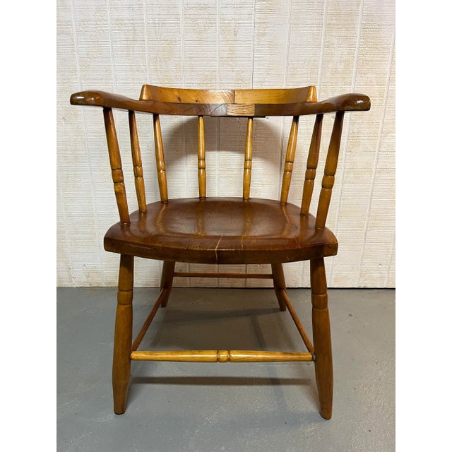 Early 20th Century Barrel Backed Wooden Pub Chair For Sale In Cleveland - Image 6 of 6