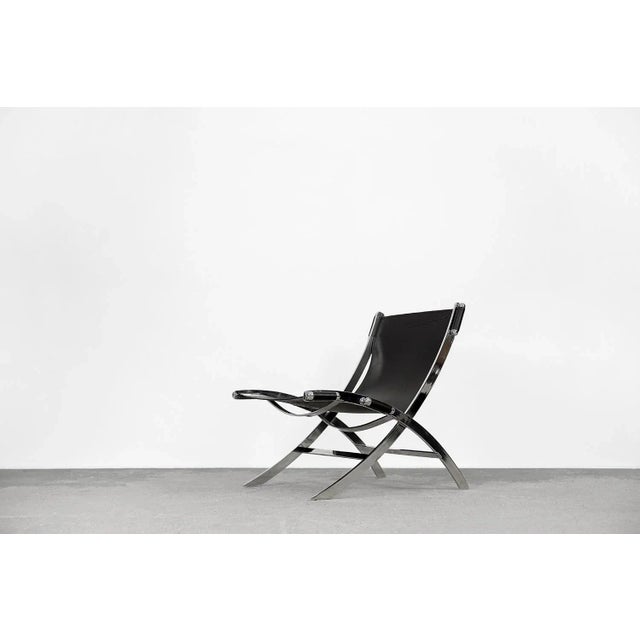 Contemporary Vintage Italian Minimalist Leather Chair, 1980s For Sale - Image 3 of 18