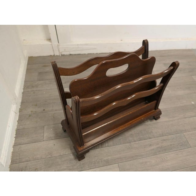 Wood Walnut Canterbury Magazine Rack, 1950s For Sale - Image 7 of 8