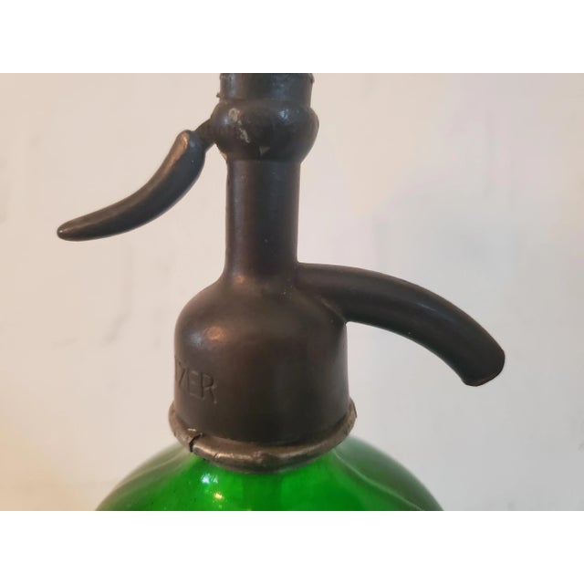Metal Antique Late 19th Century Pittsburg Seltzer Co. Club Selzer Pittsburg Pa. Soda Water Seltzer Water Bottle Green For Sale - Image 7 of 12