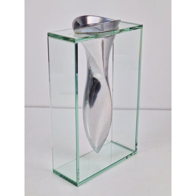 Art Vase in Aluminum and Glass attributed to Lisa Mori, Italy, 1980s, Set of 4 For Sale - Image 9 of 18