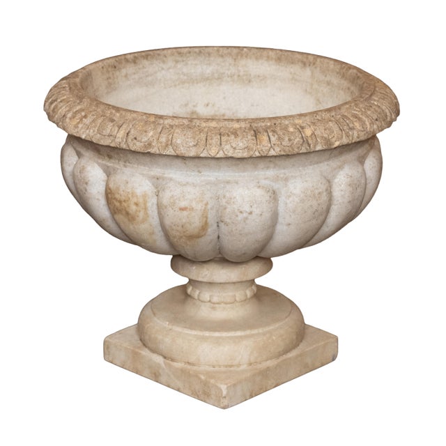 Italian Neo-Classical Wine Cooler or Standing Urn Centerpiece of Carved Marble For Sale
