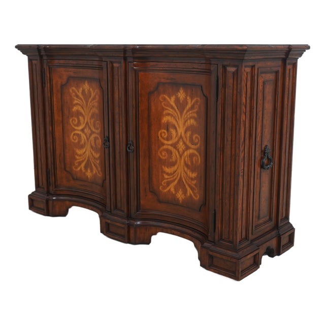 Theodore Alexander Inlaid Oak Continental Credenza For Sale