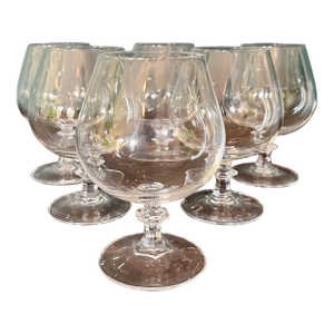 Set of 6 Vintage French Crystal Brandy Glasses, Circa 1976