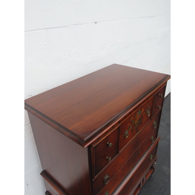 Brown Early 1900s Carved Hand Painted Tall Chest of Drawers 6895 For Sale - Image 8 of 17