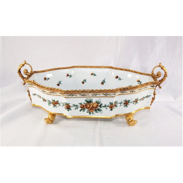 French Vintage Hand Painted French Limoges Dish With Gold Dore Accent For Sale - Image 3 of 6