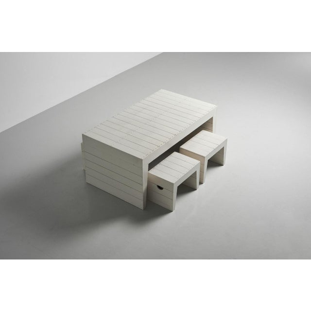 Wood Bossche School Dining Set by Jacques Uppelschoten, 1978, Set of 5 For Sale - Image 7 of 14