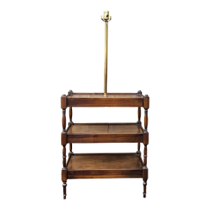 Frederick Cooper Three-Tier Walnut Side Table Floor Lamp