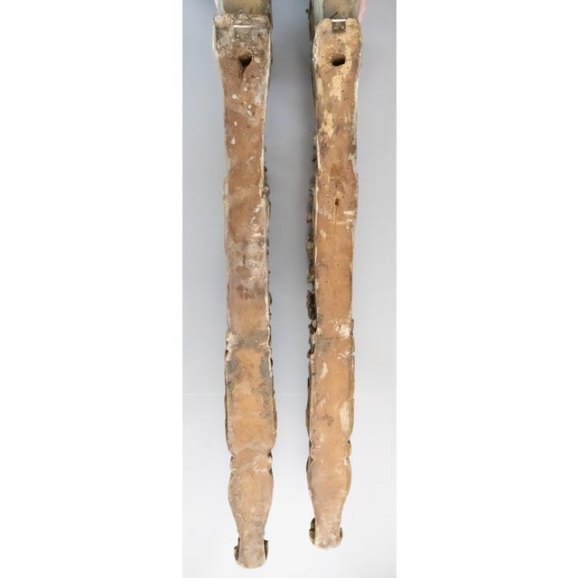 Romantic 19th Century French Gray & Giltwood Roses Hanging Architectural Fragments Wall Swags - A Pair For Sale - Image 12 of 15