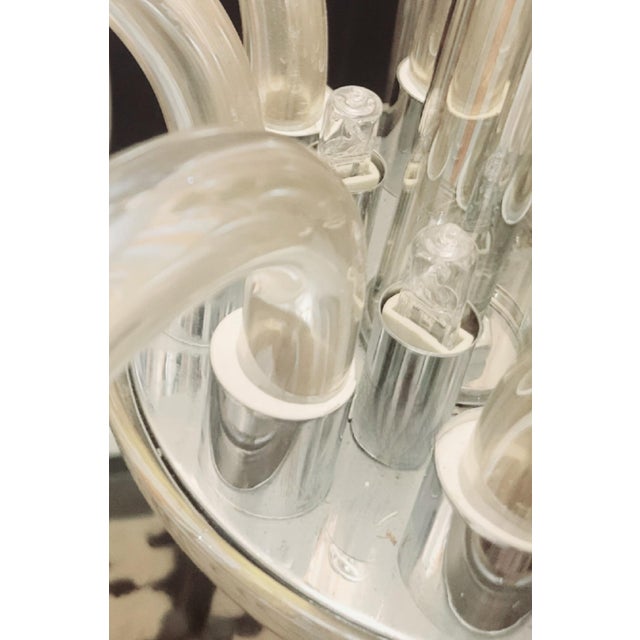 Massive Italian Murano 12 Light Mercury Glass Curved Pipe Chandelier Light Fixture For Sale - Image 12 of 12