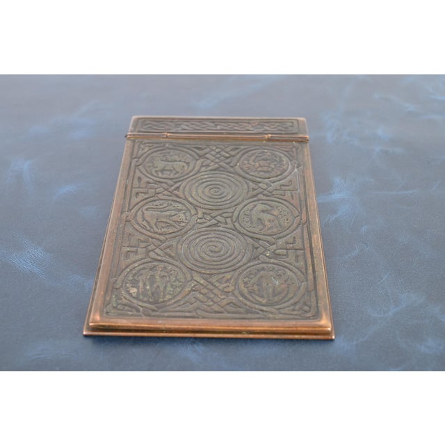 Early 20th Century Tiffany Studios New York Zodiac Bronze Notepad Holder For Sale - Image 5 of 12