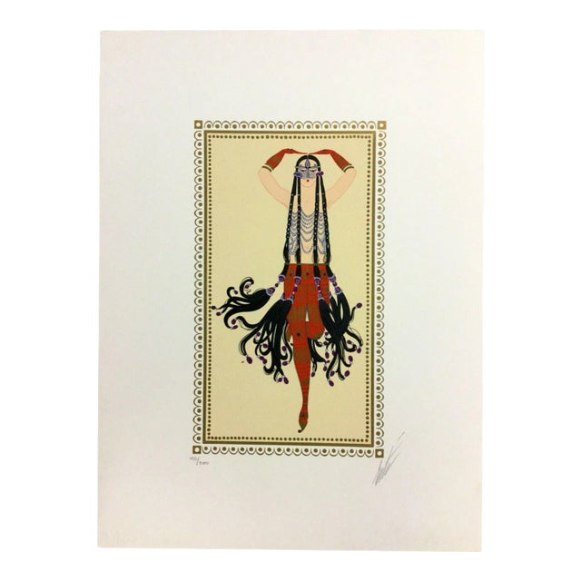 Mid Century Modern Deco Unframed Scheherezade 6 Harem Erte Signed Lithograph For Sale