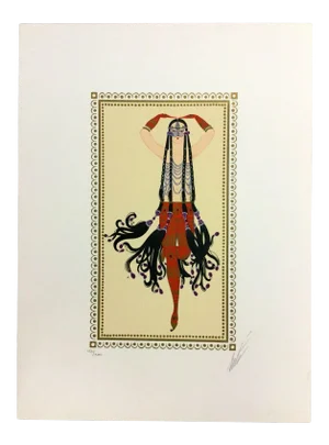 Mid Century Modern Deco Unframed Scheherezade 6 Harem Erte Signed Lithograph