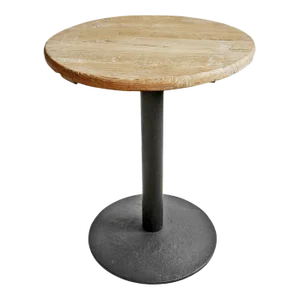 Vintage Round Elm & Iron Bistro Counter Table