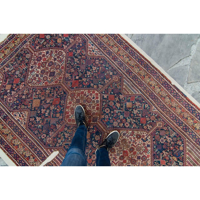 1900s Antique Rug Diamond Medallion Hand Knotted Distressed Wool on Linen Area Rug - 5’5” X 8’4” For Sale In Los Angeles - Image 6 of 10