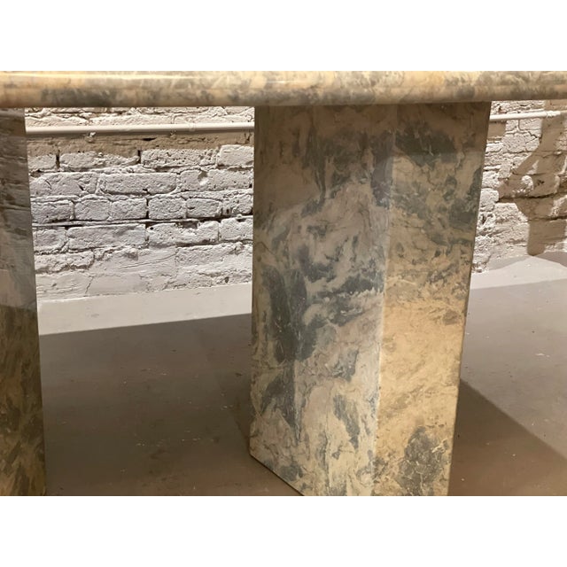1980s Blue Gray Marble Vintage Postmodern Dining Table For Sale In Chicago - Image 6 of 13