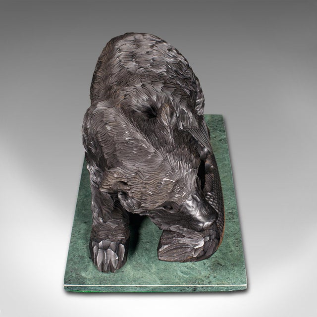 Black Antique Decorative Bear Figure, Japanese, Carved Cedar, Kibori Kuma, Folk Art For Sale - Image 8 of 12