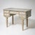 Desk with a straight top, five drawers and slender tapering legs. The desk offers practical storage. The blue-grey painted...