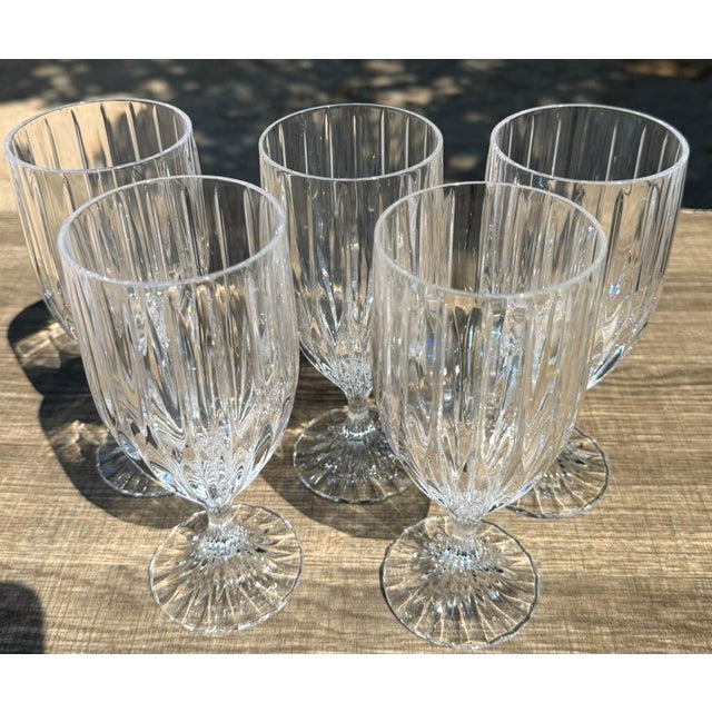 Glass Vintage Mikasa Park Lane Crystal Iced Tea Goblets Glasses Set of 5 For Sale - Image 7 of 8