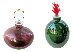 Purple and Green Murano Glass Flasks by Venini, 1980s, Set of 2
