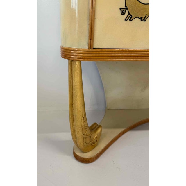 1940s Italian Art Deco Sideboard with Gold Leaf Zodiac and Parchment by Gio Ponti, 1940s For Sale - Image 5 of 9