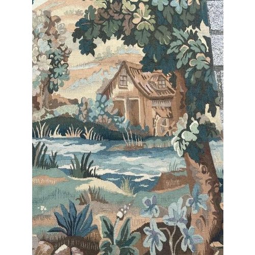 Mid-Century Handwoven Aubusson The Man Near the River Tapestry, 1970s For Sale - Image 3 of 18