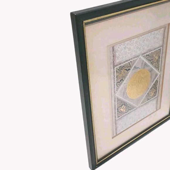 1960s Exotic 3d Foil Watercolor Art Star of David Artist Signed Framed Gold Handpainted For Sale - Image 16 of 16