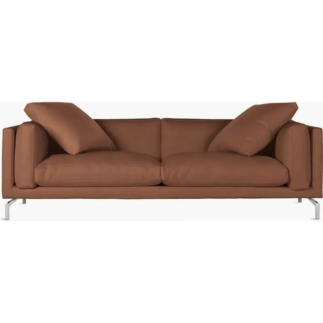 Design Within Reach New DWR Como Sofa (92"), Ottoman & Comolino Chair in Raise Canyon Leather For Sale - Image 4 of 11