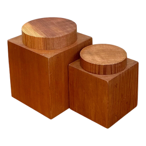 Vintage Square Wood Storage Boxes - Set of 2