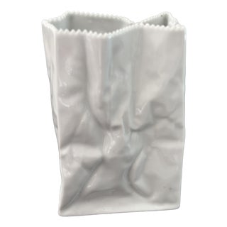 Vintage Paper Bag Ceramic Vase by Tapio Wirkkala for Rosenthal, 1970s For Sale
