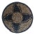African Hand-Made Round Basket, 12.75 In. Diameter, Natural and Black For Sale