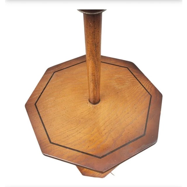 Mid-Century Modern 1960s Solid Wood and Bronze Eagle Mounted Floor Lamp Table For Sale - Image 3 of 5