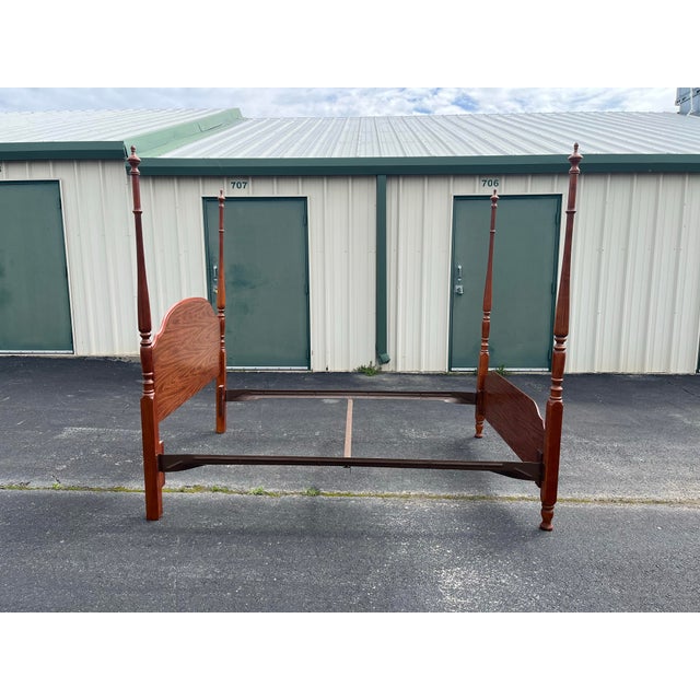 Late 20th Century Queen SIze Broyhill Cherry Four Poster Bed Frame For Sale - Image 5 of 12