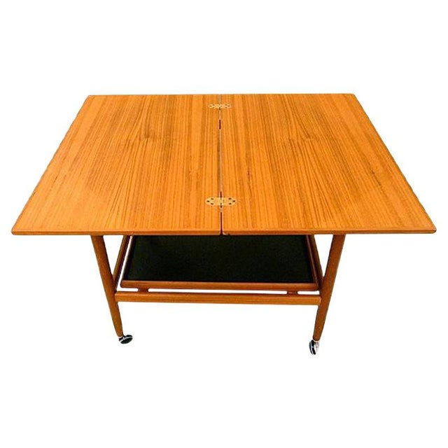 Black Folding Top Teak Serving Trolley by Arrebo Møbler For Sale - Image 8 of 8