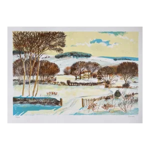 1960s Bruce Barnden Snowy Landscape Lithograph