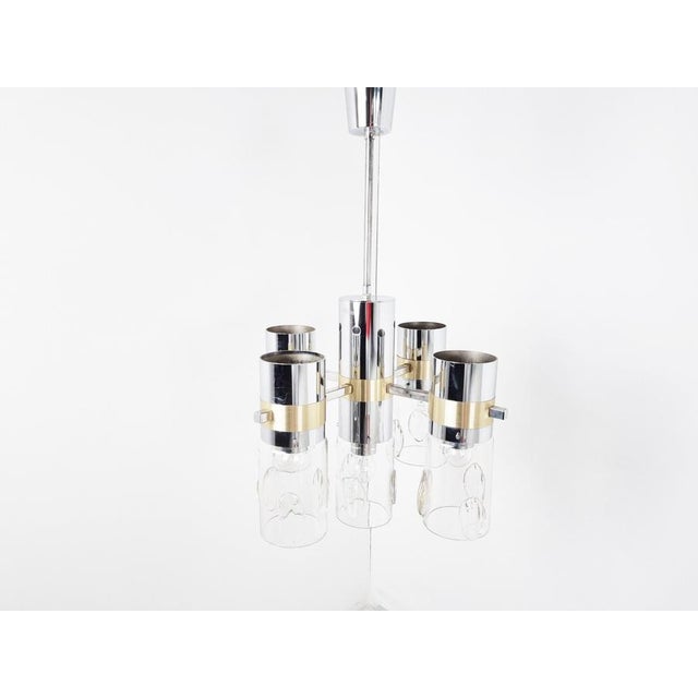 Vintage Italian Glass and Chrome Chandelier, 1970s For Sale - Image 11 of 13