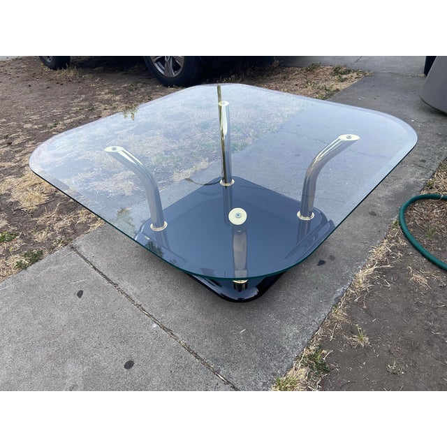 Metal Vintage Postmodern Attributed to Karl Springer Style Brass Tusks Coffee Table & End Table Set For Sale - Image 7 of 12
