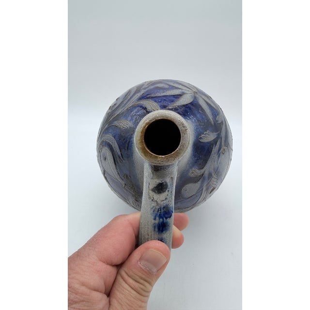 Antique German Westerwald Blue Incised Stoneware Jug, Circa 19th Century For Sale - Image 13 of 17