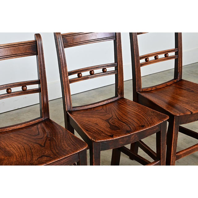 Early 18th Century English Set of Four Georgian Period Oak Dining Chairs For Sale - Image 9 of 11