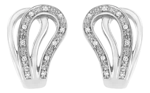 .925 Sterling Silver Pave-Set Diamond Accent Horseshoe Hoop Earring (I-J Color, I1-I2 Clarity) - 2 Pieces